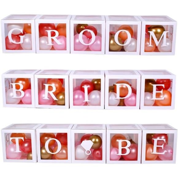 96 PC Bridal Shower Decorations Balloon Boxes White- Transparent Block - Picture 6 of 6